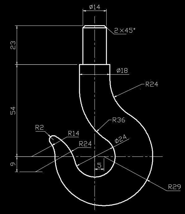 中望CAD吊钩平面图画法