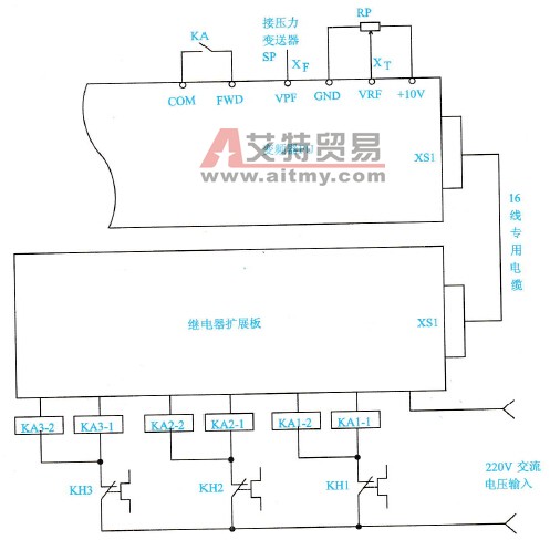变频恒压供水系统的二次控制连接电路