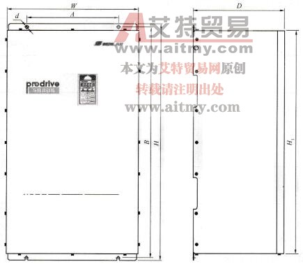 SB80A/B-18. 5T4～SB80A／B-110T4变频器外形尺寸图