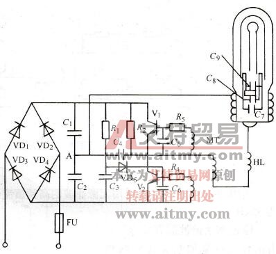 20~50kHz晶体管高频镇流器基本电路 20~50kHz晶体管高频镇流器基本电路