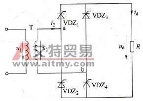 带电阻性负载的单相桥式全控整流电路