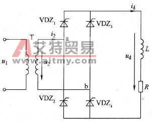 单相桥式全控整流电路带阻感负载电路