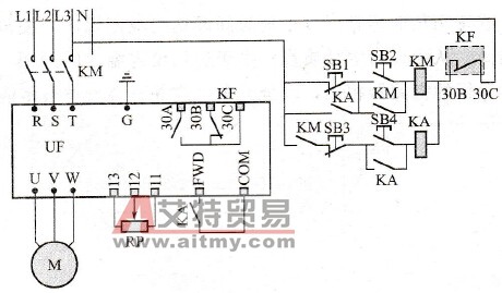 变频器控制电动机正转运行线路是怎样的？
