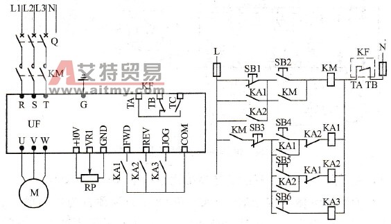 变频器控制车床运行的控制线路是怎么样的？