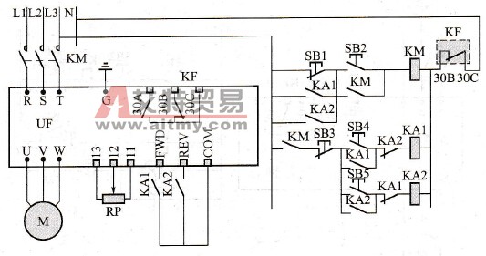 变频器控制电动机正反转运行线路是怎么样的？