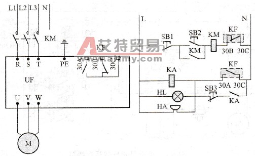 变频器因故障跳闸、其报警控制线路是怎么样的