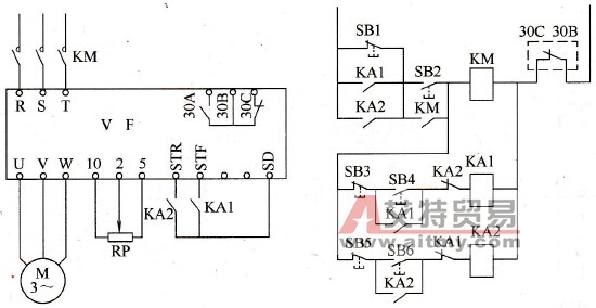 继电器控制的正、反转电路