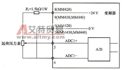 压力表与MM4系列变频器之间的接线与参数设置