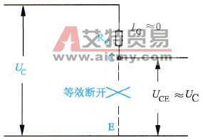 单复合管GTR截止状态时的等效电路示意图