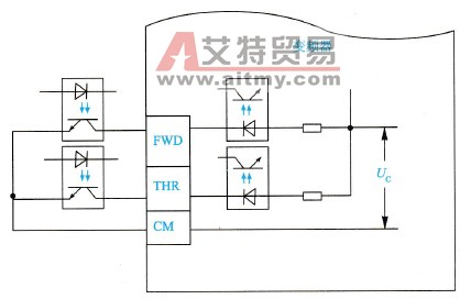 变频器输入信号为无触点开关电路示意图