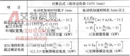 多电动机驱动时变频器容量计算公式