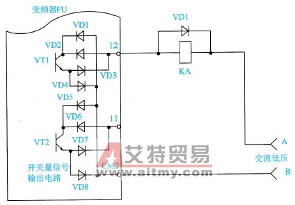 变频器内部电路采用晶体管双向输出开关量信号电路的典型结构