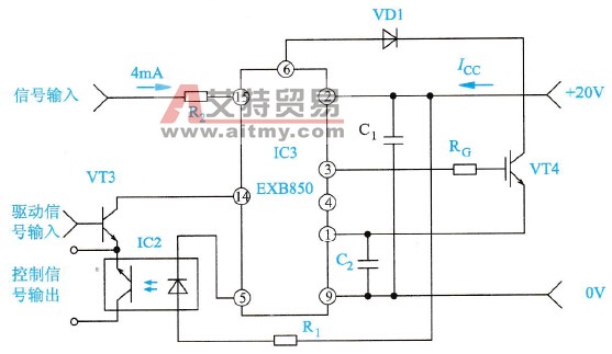 集成模块EXB850外部典型连接电路