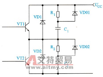 变频器中电力晶体管的缓冲电路的基本构成