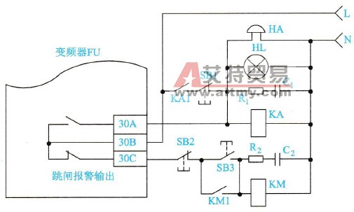 采用变频器报警输出端脚实现断电控制保护功能