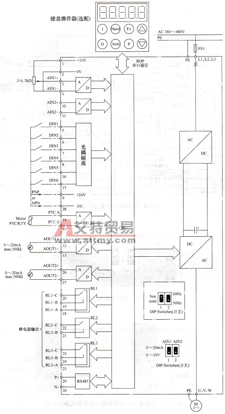 MM430变频器的外部接线