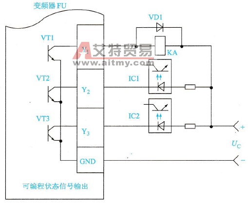 采用光电耦合器方式应用变频器多功能输出信号