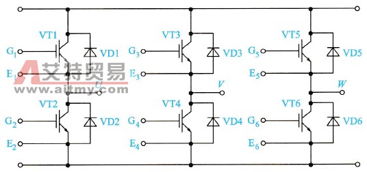 六管式IGBT模块内部典型结构