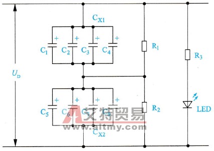 变频器内部整流电路中多只电容器并联使用的特