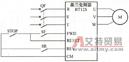 用三根电线控制变频电动机运行电路图