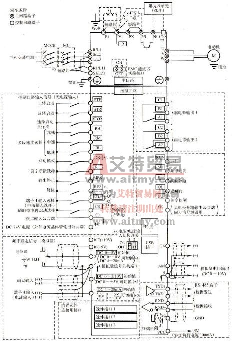 三菱FR - A740型变频器标准接线图
