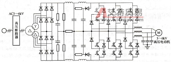 中性点箝位三电平变频器结构示意图