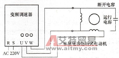 变频器给去掉电容器的单相电动机调速