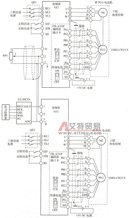 收卷变频器硬件接线图