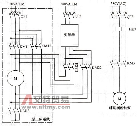 离心压缩机的变频改造主接线及辅助油泵接线