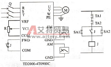 铸铁机变频器控制原理图