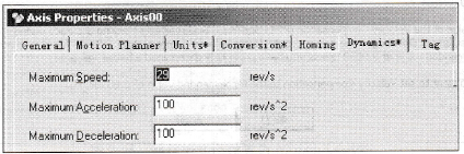 配置Axis00的Dynamics