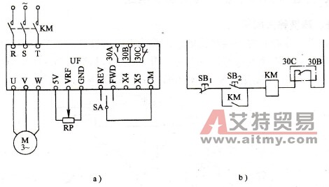 变频调速正、反转运行的控制电路