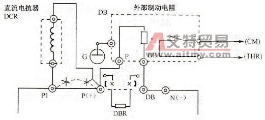 变频器外部制动电阻连接端子(P(+)、DB)注意事项