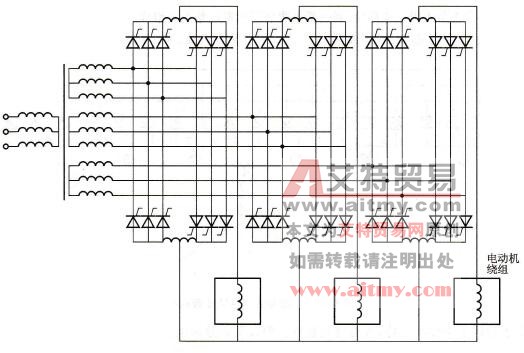三相输出交-交变频电路的输出星形联结方式