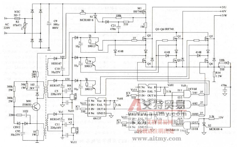 SD-04变频调速电源主电路／电源／驱动电路图说