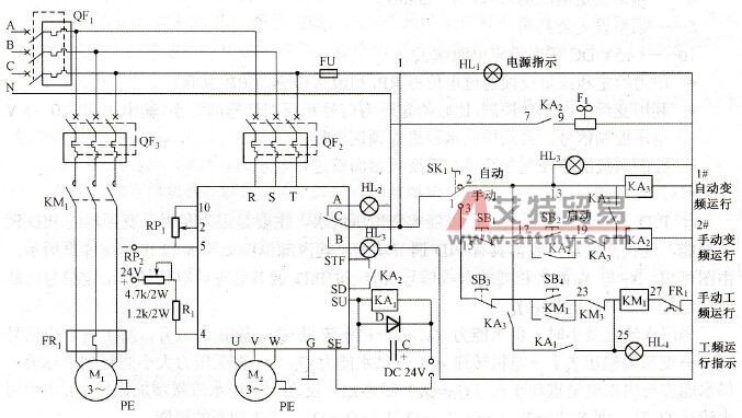 某生活小区恒压供水控制系统电路图