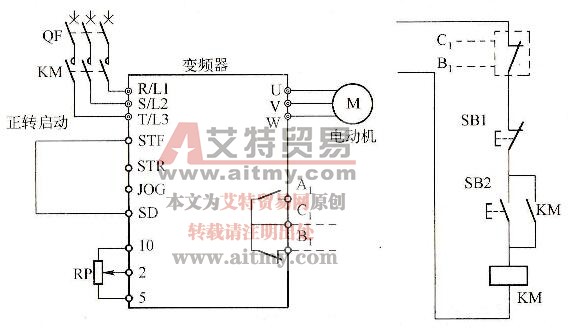 图2-55 变频器正转电路的错误接法
