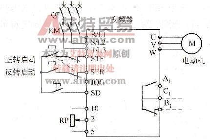图2-59按钮式外部开关控制正／反转电路