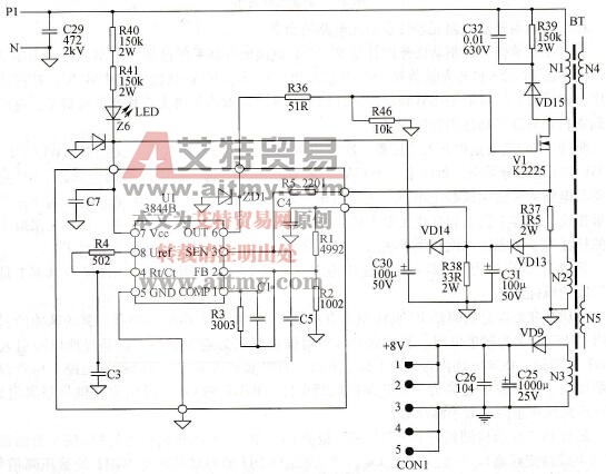 变频器的开关电源电路例图