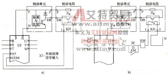 变频器制动电阻热保护的接法
