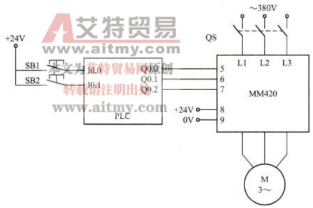 变频器三段固定频率控制接线图