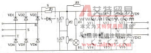 低压PWM控制变频器主电路