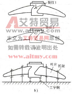 螺旋桨裂纹形状、位置及固定方法示意图