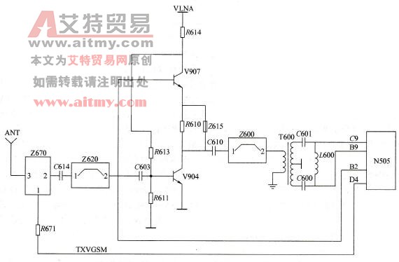 诺基亚系列8850/8210型手机的接收高频电路