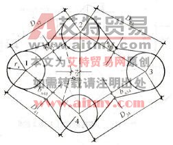 四支等高避雷针1、2、3及4在hk水平面上的保护范围