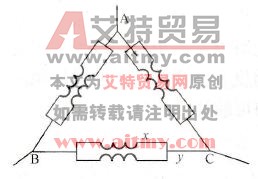 定子绕组△形连接图 定子绕组△形连接图