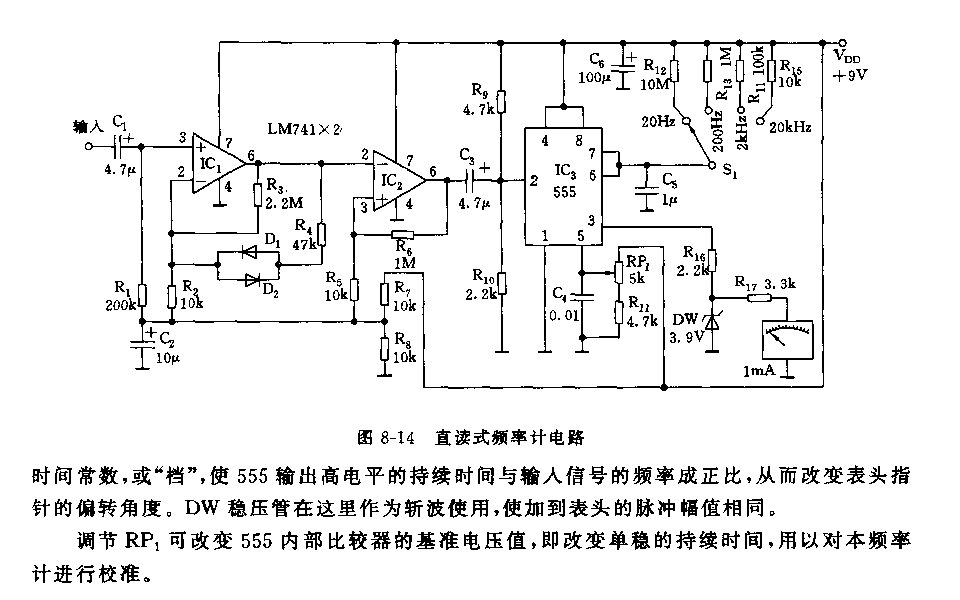 555直读式频率计电路