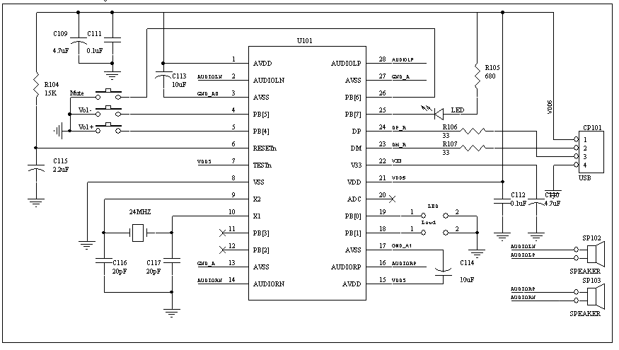 新款USB音箱方案MK909D,每声道1W的输出功率
