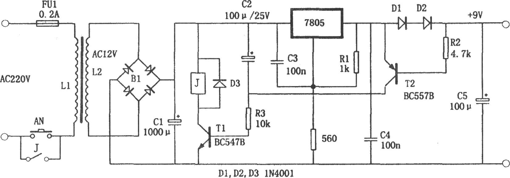 可自动关断的 5V电源(7805)