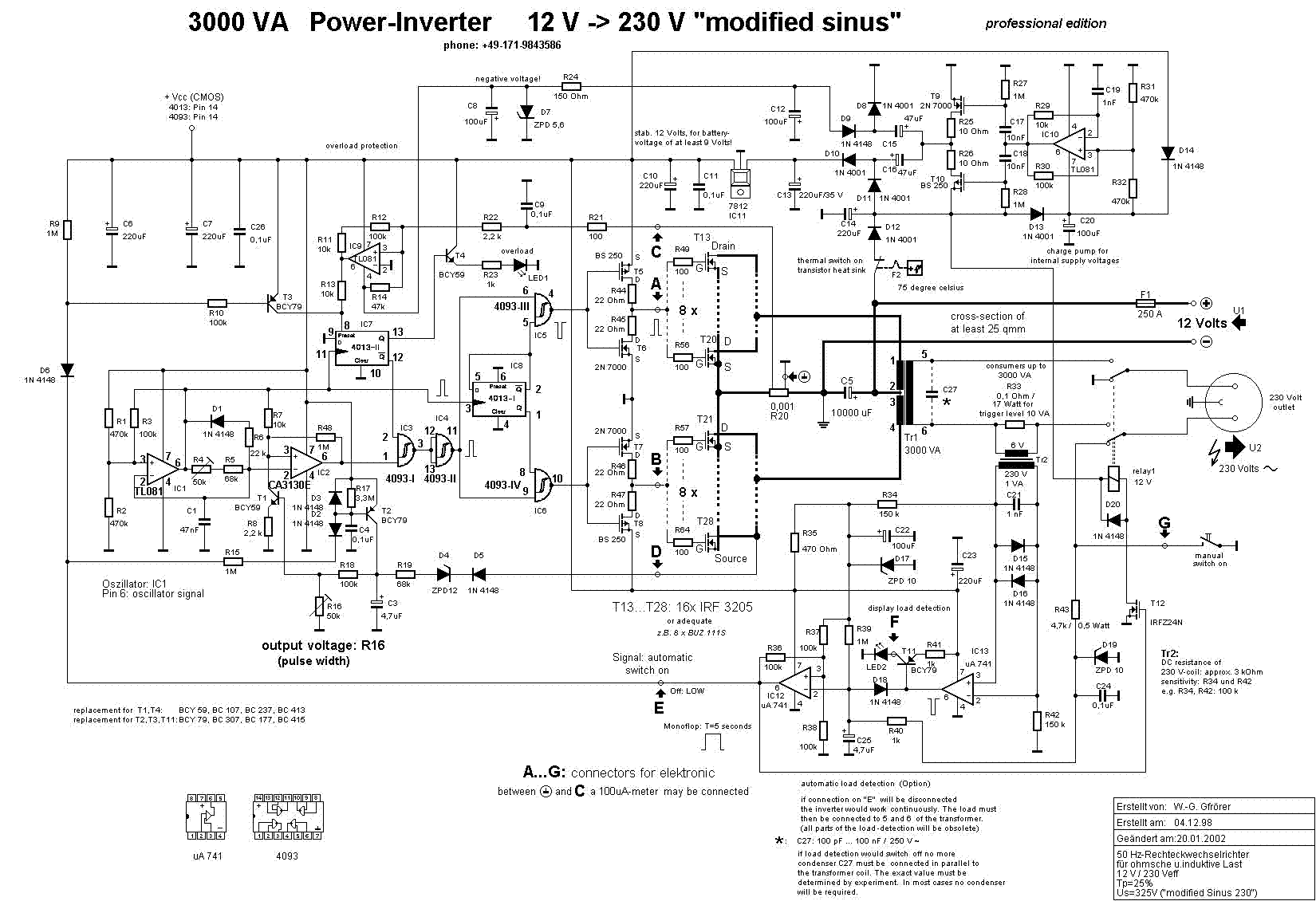 12v-230v 1千瓦逆变器电路图
